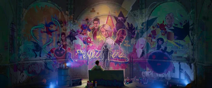 Be cool if graffiti artists re-created this mural piece from #SpiderManAcrossTheSpiderVerse  in real life. Who knows, perhaps it already exists somewhere out there.  