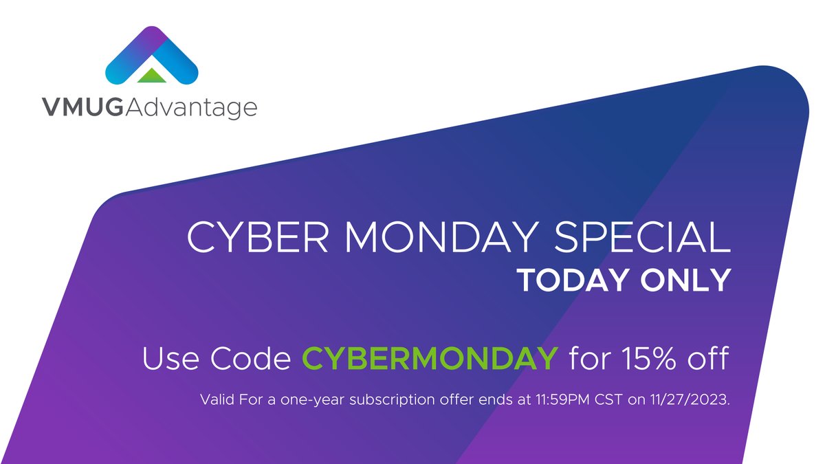 Elevate your tech game! Upgrade to #VMUGAdvantage for exclusive access to 365-day evaluation licenses for 20+ VMware Solutions. Unleash your potential for just $170/year! 💻 #ADVCyberMonday 

Upgrade: bit.ly/ADVCyberMonday