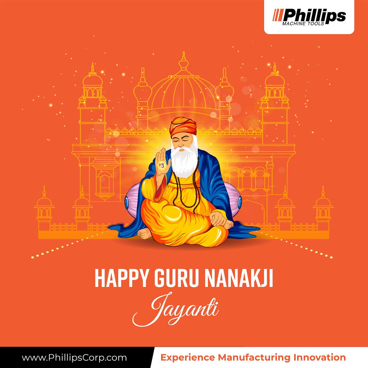 PhillipsMach_IN's tweet photo. Happy Gurunanak Jayanti! 🙏
May the teachings of Guru Nanak Dev Ji inspire us all to live a life of compassion, kindness, and equality. Let's celebrate the spirit of love, unity, and selfless service.
#PhillipsMachineTools #Festival #India #GurunanakJayanti #HappyGurupurab https://t.co/kZmcYZmIS3