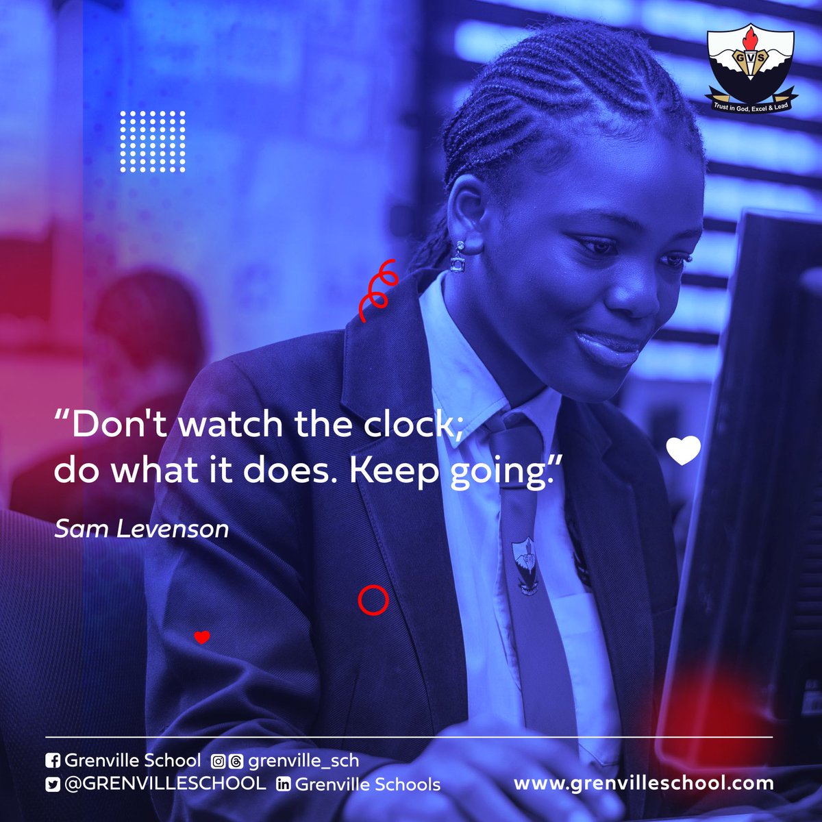 GRENVILLESCHOOL's tweet photo. Embrace the rhythm of progress. ⏰💪 Keep moving forward, inspired by the unstoppable flow of time.  
____________
Admission for the 2023/24 academic year is ongoing!

#grenville #grenvilleschools #motivationalquotes #gvstrong #wearegvs #academia #academics #lagosnigeria #lagos https://t.co/vWiAoDoSfb