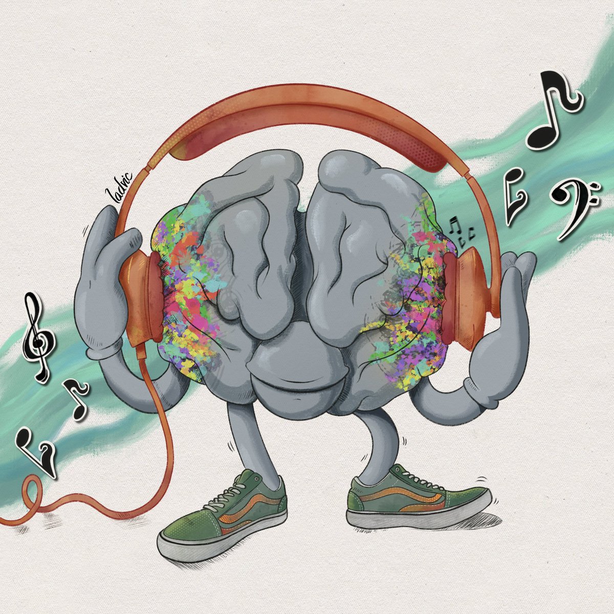 I created this 'musicophilia' illustration 🎵 Individuals diagnosed report a sudden craving for music, sometimes at the expense of daily life. In rare cases, it may signal brain diseases like stroke or head trauma. 🧠 #Musicophilia #NeuroArt #MusicCraving