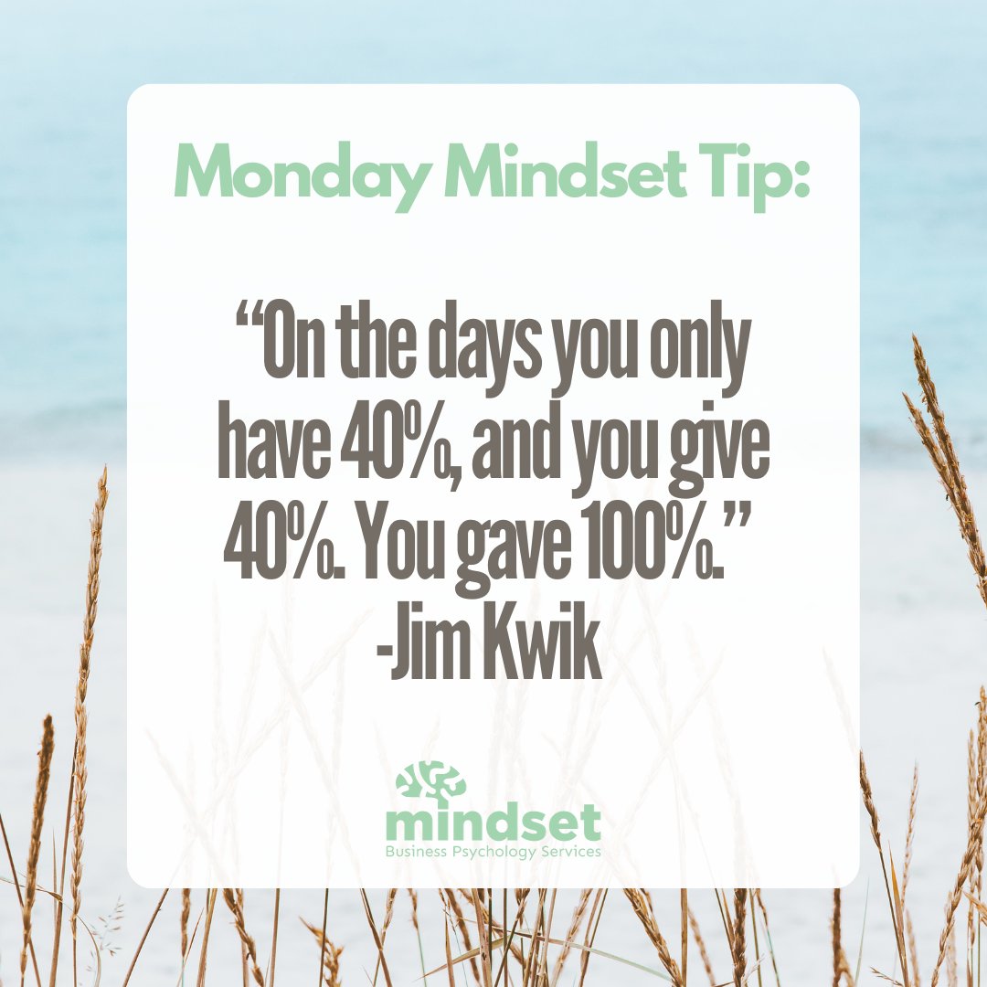 🤖 We can't operate at 100% capacity all the time, and giving your maximum on certain days may look different to your maximum on another day. 

🚗 Remember this quote when you're feeling low in the tank!

#GiveWhatYouCan #Burnout #Stress #Overworked #MondayMindset