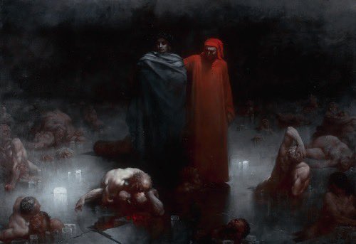 AcademiaAesthe1's tweet photo. Dante and Virgil in the Ninth Circle of Hell (1861) https://t.co/9COd9QSgYa