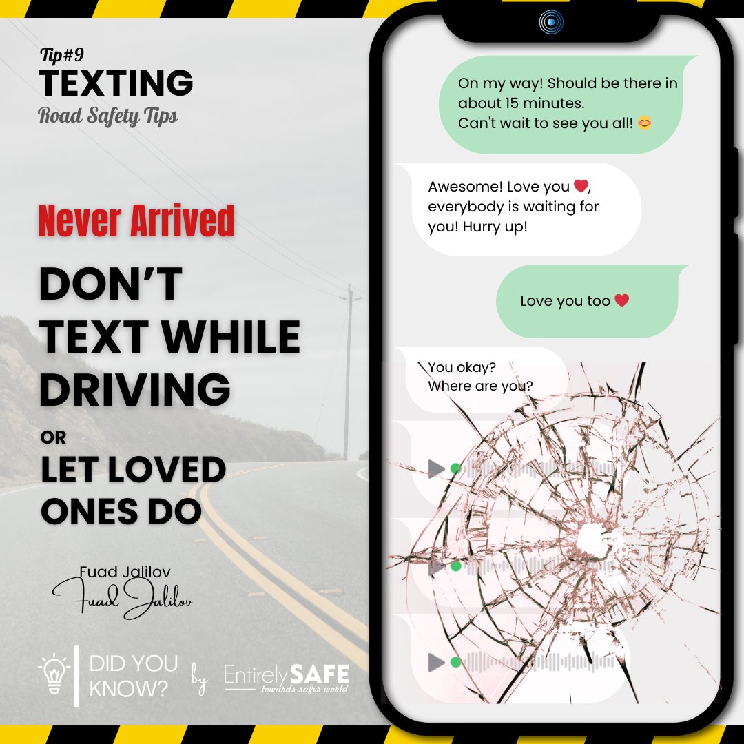 entirelysafe's tweet photo. 👋 Here is the weekly HSE Tip again.

Texting is Good,
Driving is Good,
Texting while Driving - Deadly Good

Please don't share with those who you don't care about 😉

#HSE #Safety #Roadsafety #OSHA #EntirelySAFE #papka https://t.co/jM0Pfq25su