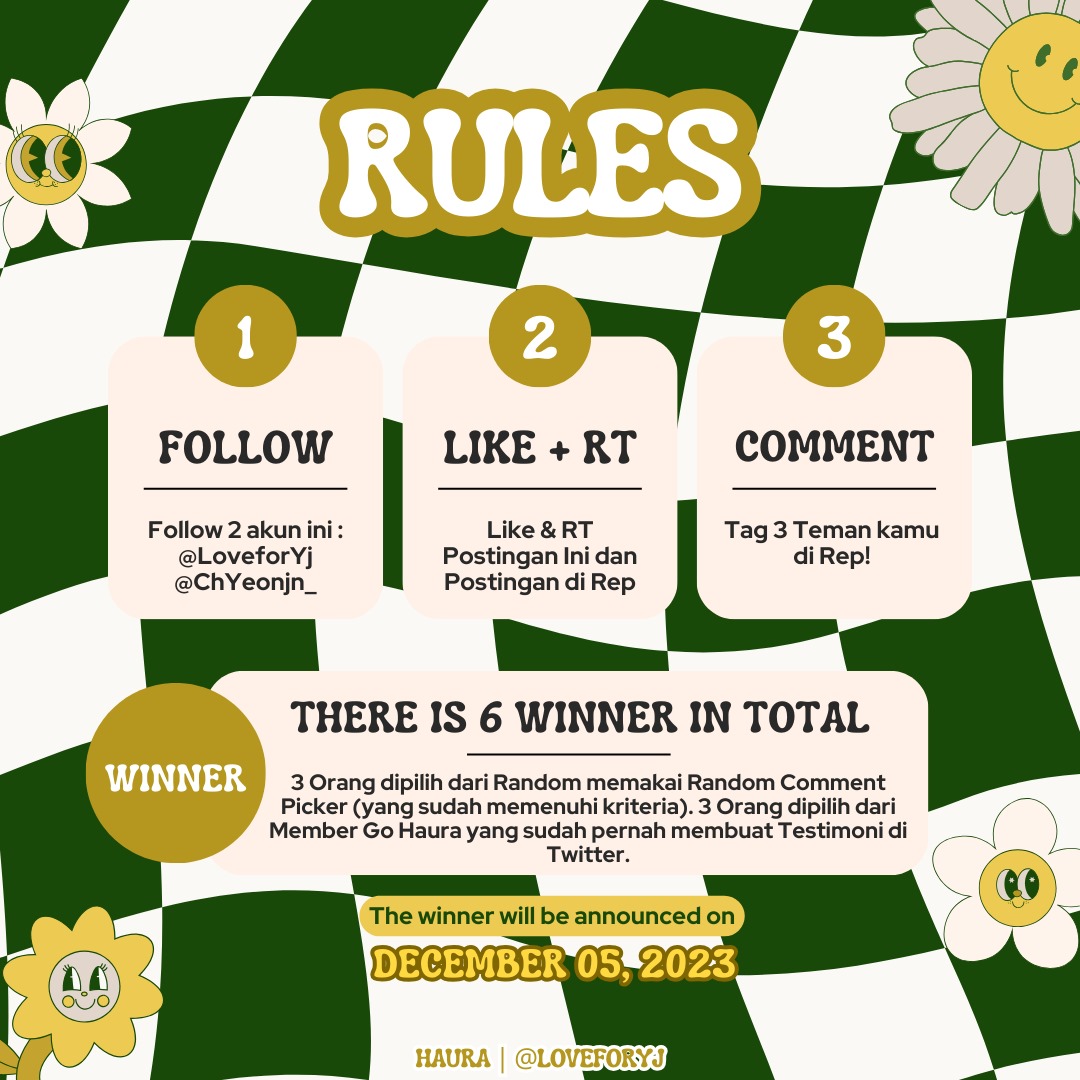 loveforYj's tweet photo. ❗️GIVEAWAY ALERT!❗️

✨️Prize✨️
✅️ 2 Photocard Official untuk 2 Orang
✅️ Saldo Shopeepay untuk 2 Orang 
✅️ Fankit by @ChYeonjn_ untuk 2 Orang

Rules Cek di Pict!
End 05 Desember 2023

Good Luck! https://t.co/NKtUmSPsDl