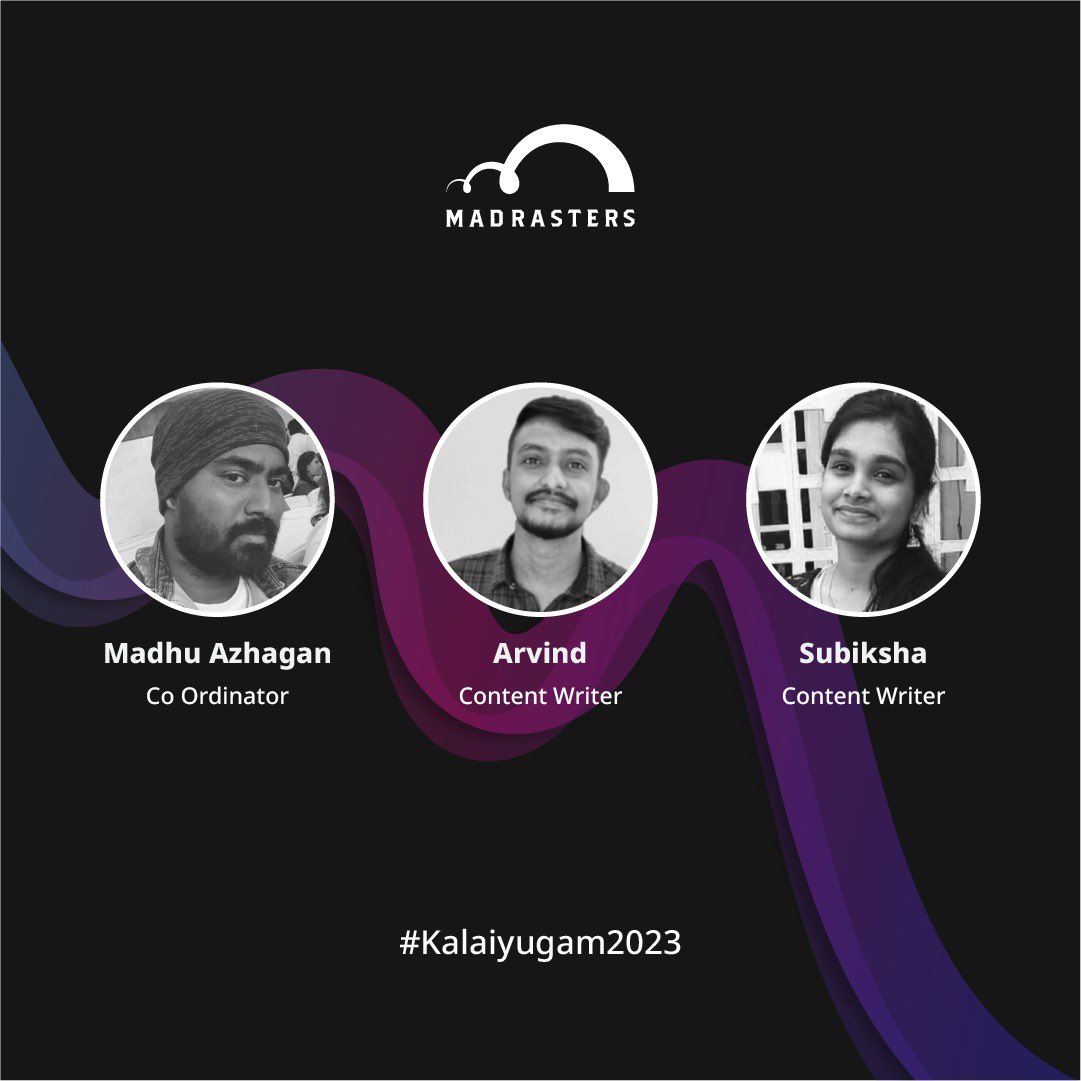madrasters's tweet photo. Appreciation post for our Kalaiyugam team 2023!
#madrasters #kalaiyugam2023 #design #appreciationpost
#Kalaiyugam #Thamizh #DesignFest #Design #Designers #Art #Typography https://t.co/cqHHeoNRQp