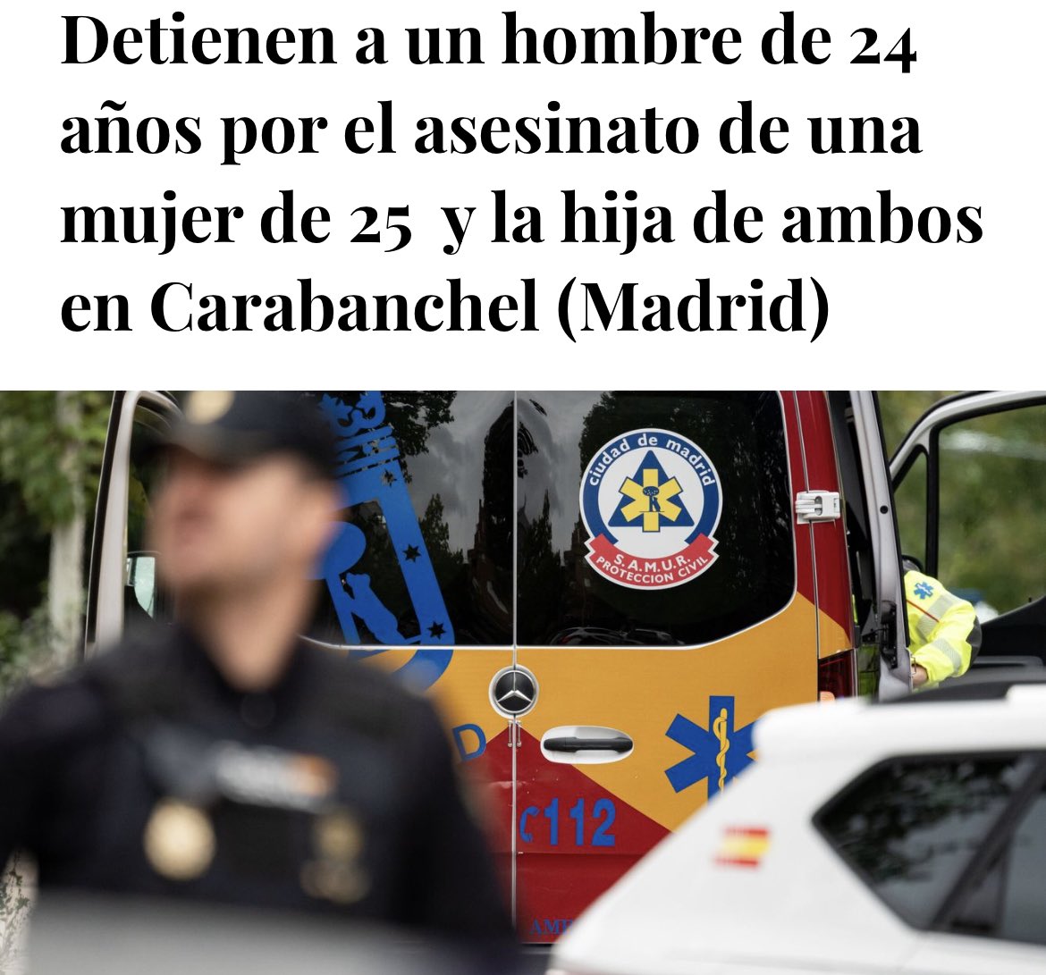 Detenido un hombre acusado de matar a una mujer de 25 años y a su hija en Madrid. Las asesinadas por violencia de género este año ya son más que en todo 2022 elconfidencial.com/espana/madrid/…
