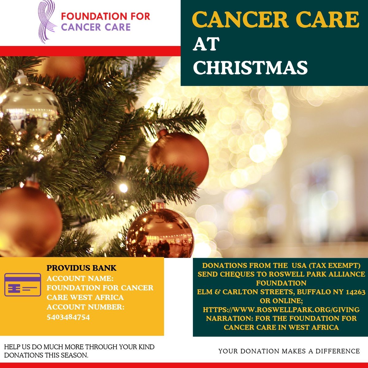 FDN4CancerCare's tweet photo. As we prepare to celebrate the season of giving, let's remember those who could use an extra dose of love.
Your contribution can make this holiday season a truly memorable one.
#ChristmasGiving #CancerCareProject #FoundationforCancerCare #CancerCareatChrstmas https://t.co/CZ7QOFA1go