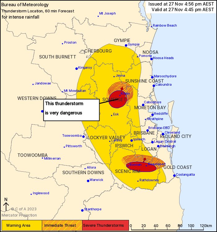 MarkHanrahan9's tweet photo. Two Severe Thunderstorms in Stheast Qld right now. Light with small spots of Heavy rain approaching the Gold Coast. All the weather details with @LukeBradnam on tonight’s @9NewsGoldCoast https://t.co/8BS0TwYZFO