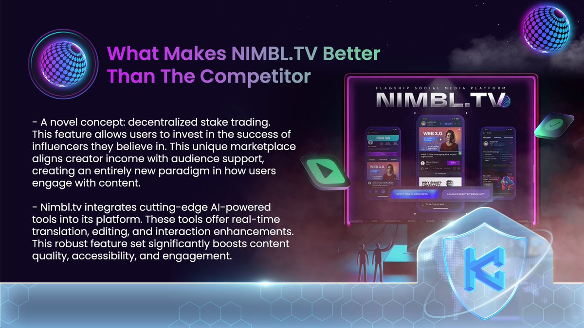Dear, $KOMmunity!

🚀 Here's a quick look at what makes @nimbltv better than the competitor.

⏰ Don't forget to stake your $KOM and register for the Nimbl TV #IKO before 30th November 3AM UTC.

➡️ Vote now: launchpad.kommunitas.net/pool/NIMBL/Pub…