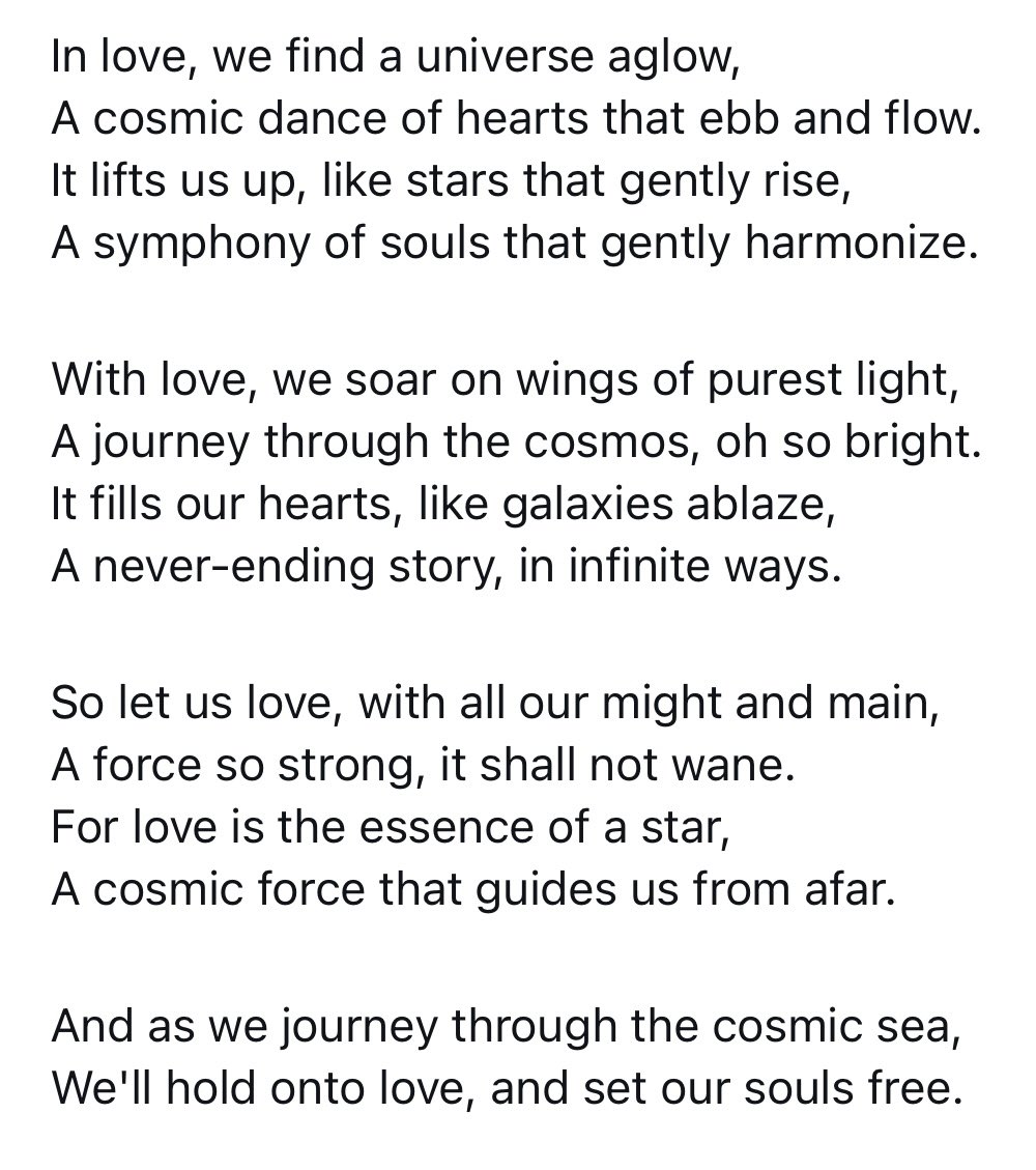 elonmusk's tweet image. I asked Grok to write a poem about love