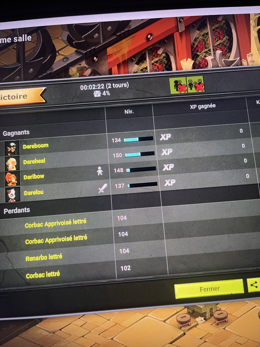 HTouze's tweet photo. @DOFUSfr 
Hello, normal de ne pas gagner d’xp dans dj MC? (Serveur ombre) https://t.co/r2fcbWf70Z