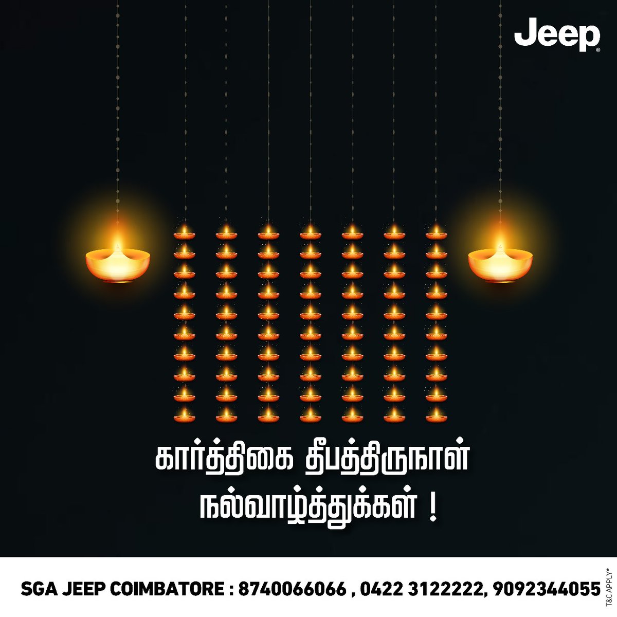 sgajeep's tweet photo. தீமையின் இருள் நீங்கி உங்கள் வாழ்வில் நன்மையின் ஒளி வீசட்டும்.. இனிய கார்த்���ிகை தீப திருநாள் வாழ்த்துக்கள்
.
.
.
#sga #sgajeepcoimbatore #karthigaideepam #festival #jeep #jeepindia https://t.co/6njXevd2TZ