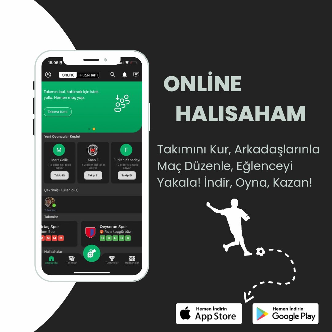 ArtemitSoft's tweet photo. Online Halısaham ile Hayalinizdeki Takımı Kurun, Arkadaşlarınızla Maç Düzenleyin! Oyuncu Profili Oluşturun, Değerlendirin ve Takım Arkadaşlarınızla Grup Mesajlaşın. Halısahaya Adım Atın, Eğlencenin Tadını Çıkarın! 🥅⚽️ #onlinehalisaham 

App Store 👉 https://t.co/0vOObVZPrl https://t.co/V2Kvp5ablq