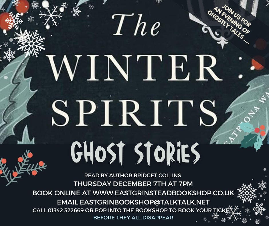 Dare you book a ticket ? An evening of ghostly tales with Sunday Times bestselling author Bridget Collins at your favourite local bookshop next Thursday 7th December eastgrinsteadbookshop.co.uk/event-details/… #ghoststories #hachette #eastgrinstead #bookshop @Br1dgetCollins