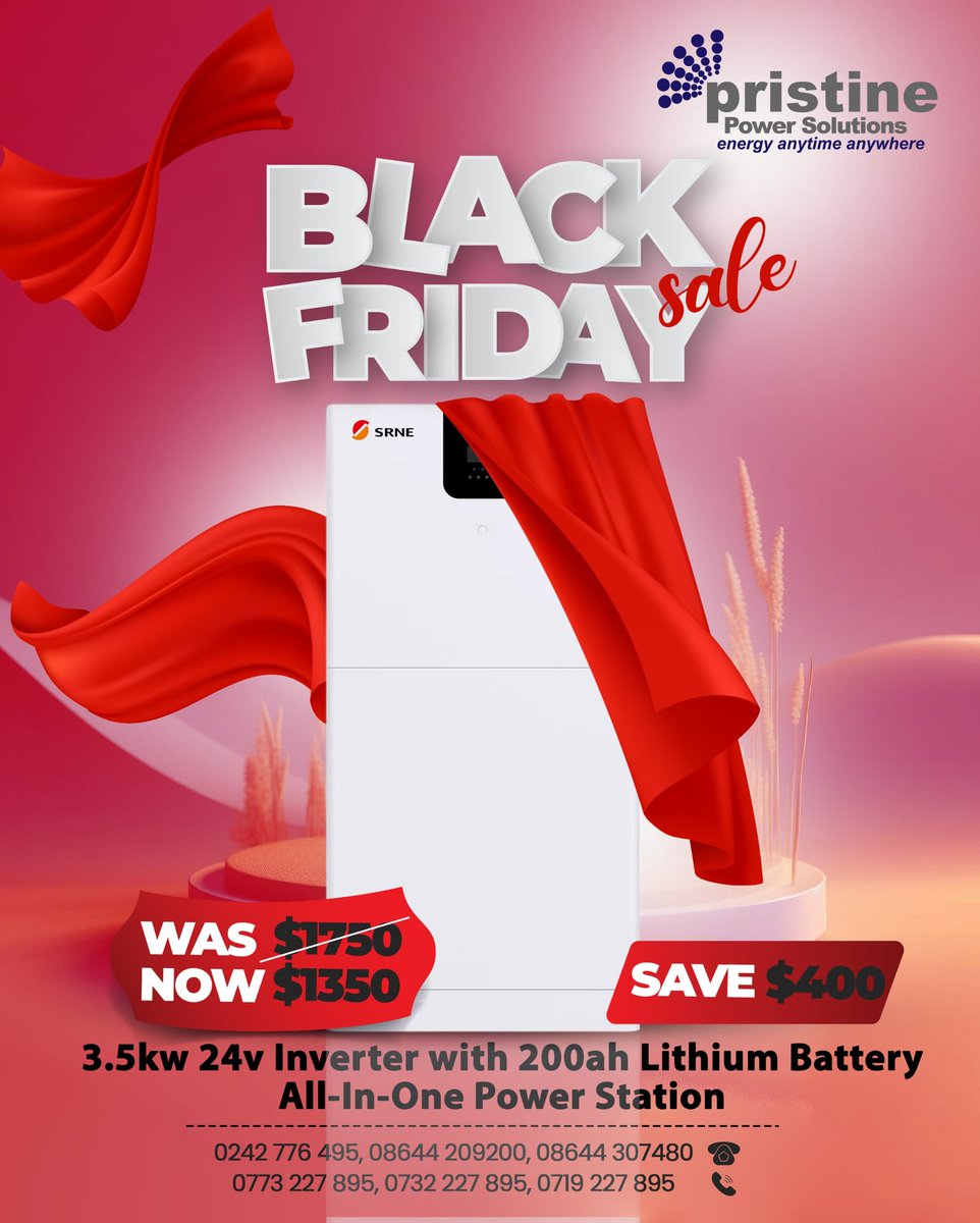PowerPristine's tweet photo. This Black Friday, seize the opportunity to power up your life with our 3.5kVA All-in-One Solar and Power Backup System. Equipped with a 24V 200Ah Lithium Battery and a robust 3.5kVA Inverter. Get ready to elevate your energy! Promo runs till Dec 1.
#BlackFridayDeals #SolarPower https://t.co/oudgea1cYf
