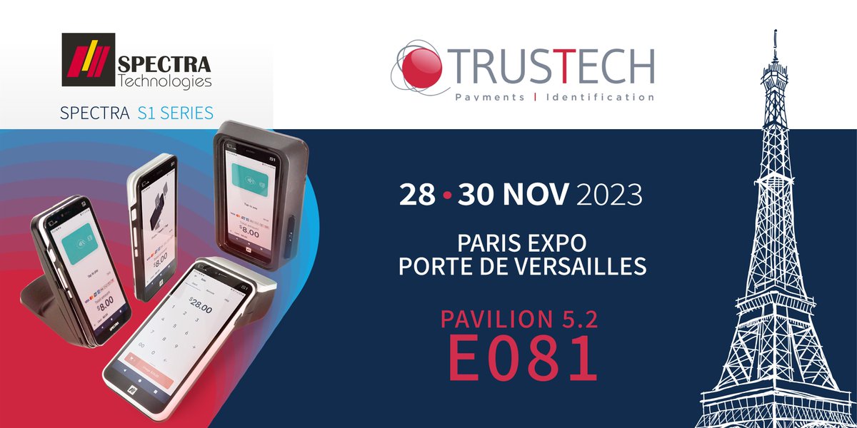 spectratechpos's tweet photo. #Trustech 2023 is commencing tomorrow! Come and visit our booth at 5.2 E081 and be ready to be amazed by #SPECTRA flagship products and solutions! #SPECTRATechnologies #SPECTRA #SoéPay #SPECTRASoéPay #POS #SoftPOS #SmartPOS #SelfServiceKit #unmannedpayments https://t.co/OxgJfY9FJ3