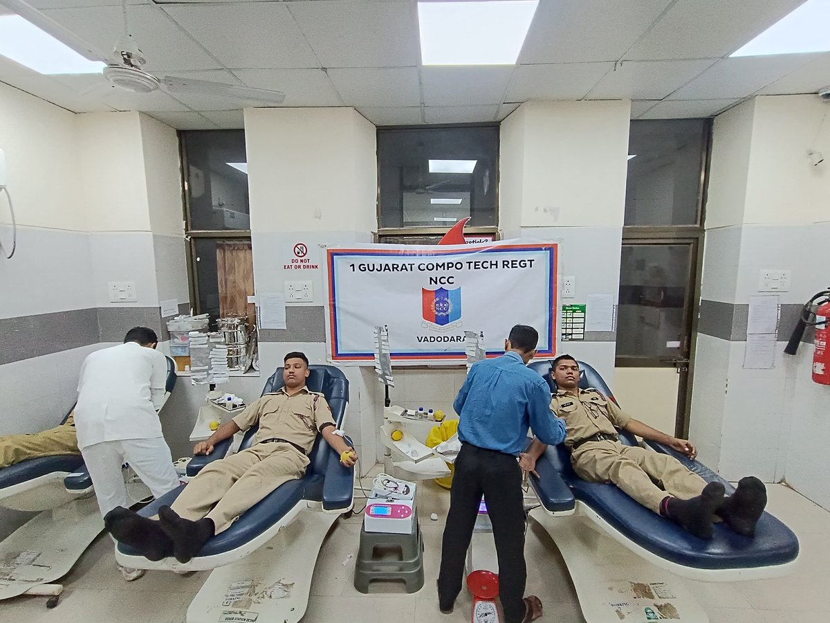 1gctrncc's tweet photo. #NCCDayCelebration
On the 75th anniversary of NCC,110 CDTs,1 ANO &amp; PI staff of 1GCTR organised a Blood donation camp, Awareness rally,Quiz &amp; Debate competition as a part of NCC Day and Indian Constitution Day Celebration. 
@HQ_DG_NCC 
@PMOIndia
@NCC_Dte_Gujarat 
@NarendraChaarag https://t.co/ROkQ5hP89b