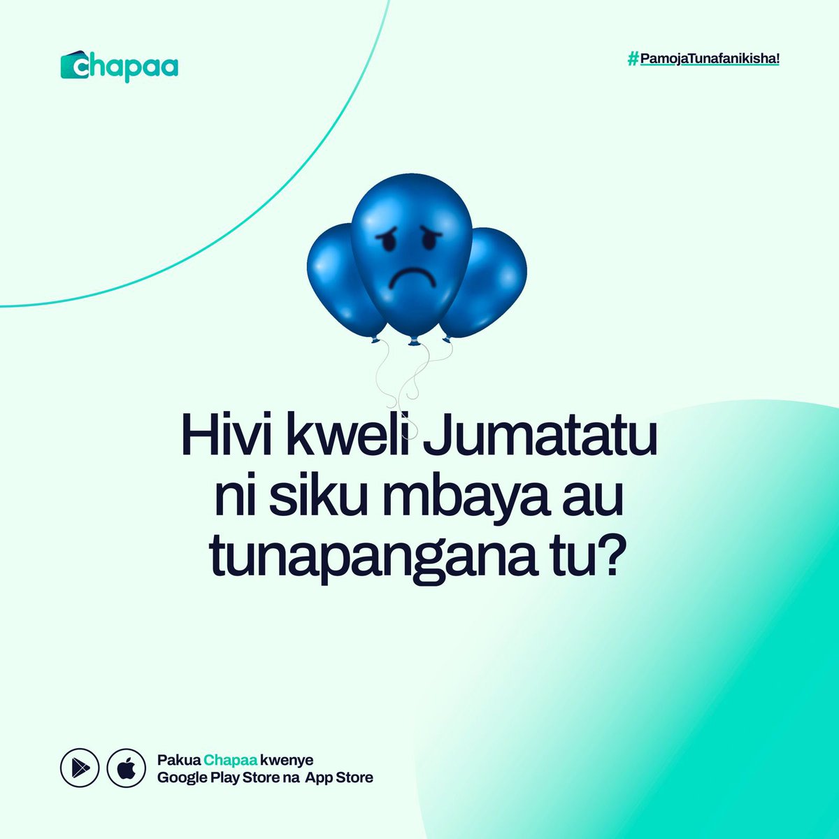 Siku mpya imeanza, Jumatatu haiwezi kua mbaya kama ulifanya maamuzi sahihi siku ya Jumapili😆.

Kwa sasa wana Chapaa, mambo ni burudani. Fanya maamuzi sahihi download Chapaa leo ukusanye michango kwa urahisi.
#Chapaa #Android #Instagram #Twitter #December #Monday #Newweek #Goals
