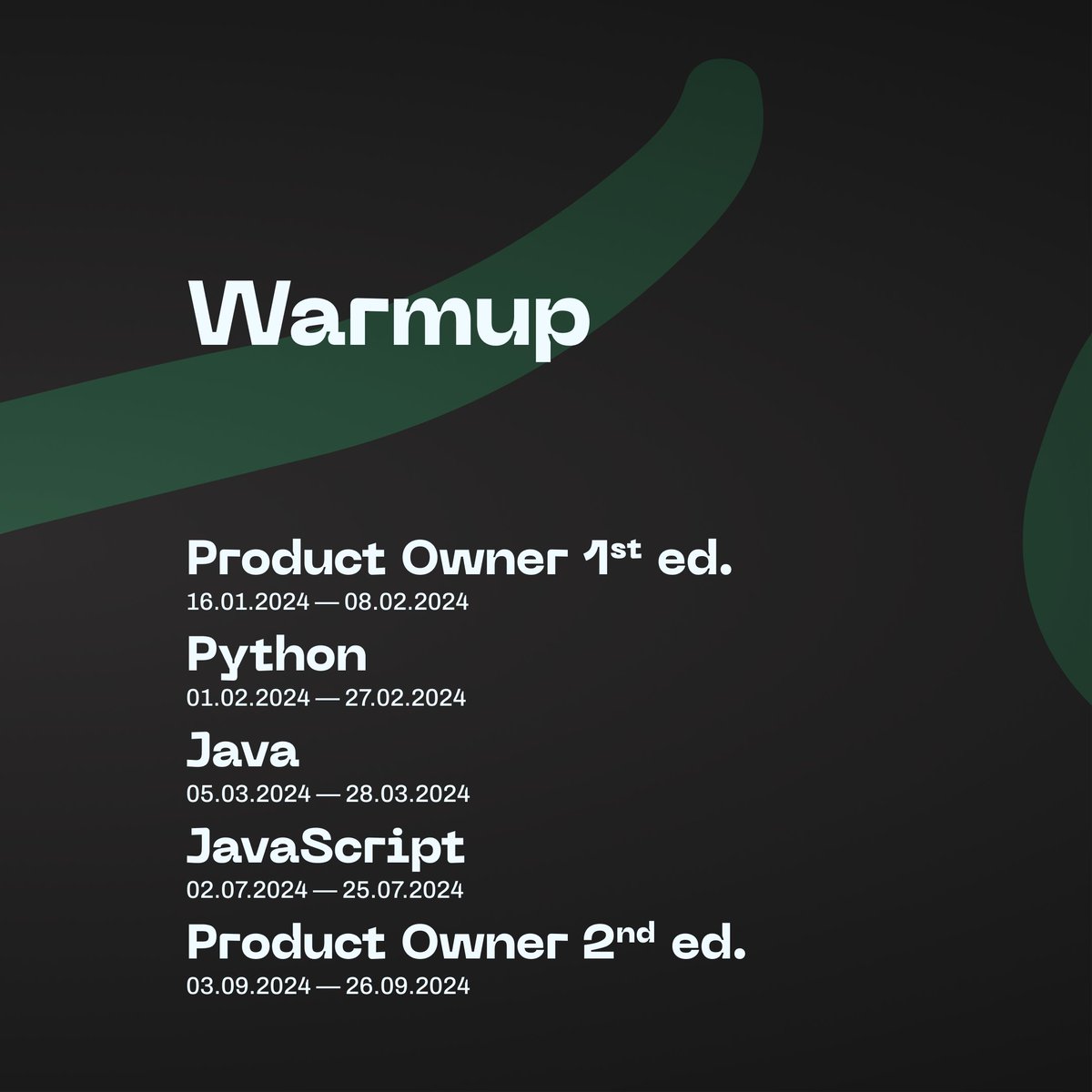 minderaswcraft's tweet photo. The Mindera Code Academy PT 2024 courses lineup is here and it's bigger then ever!
6️⃣ Bootcamps
5️⃣ WarmUp courses
4️⃣ UpSkill courses
https://t.co/iLv4tqdnU5
#MinderaWorld #softwareengineer #productmanagement #datascience #python #bootcamp https://t.co/lWHG2IJwv6