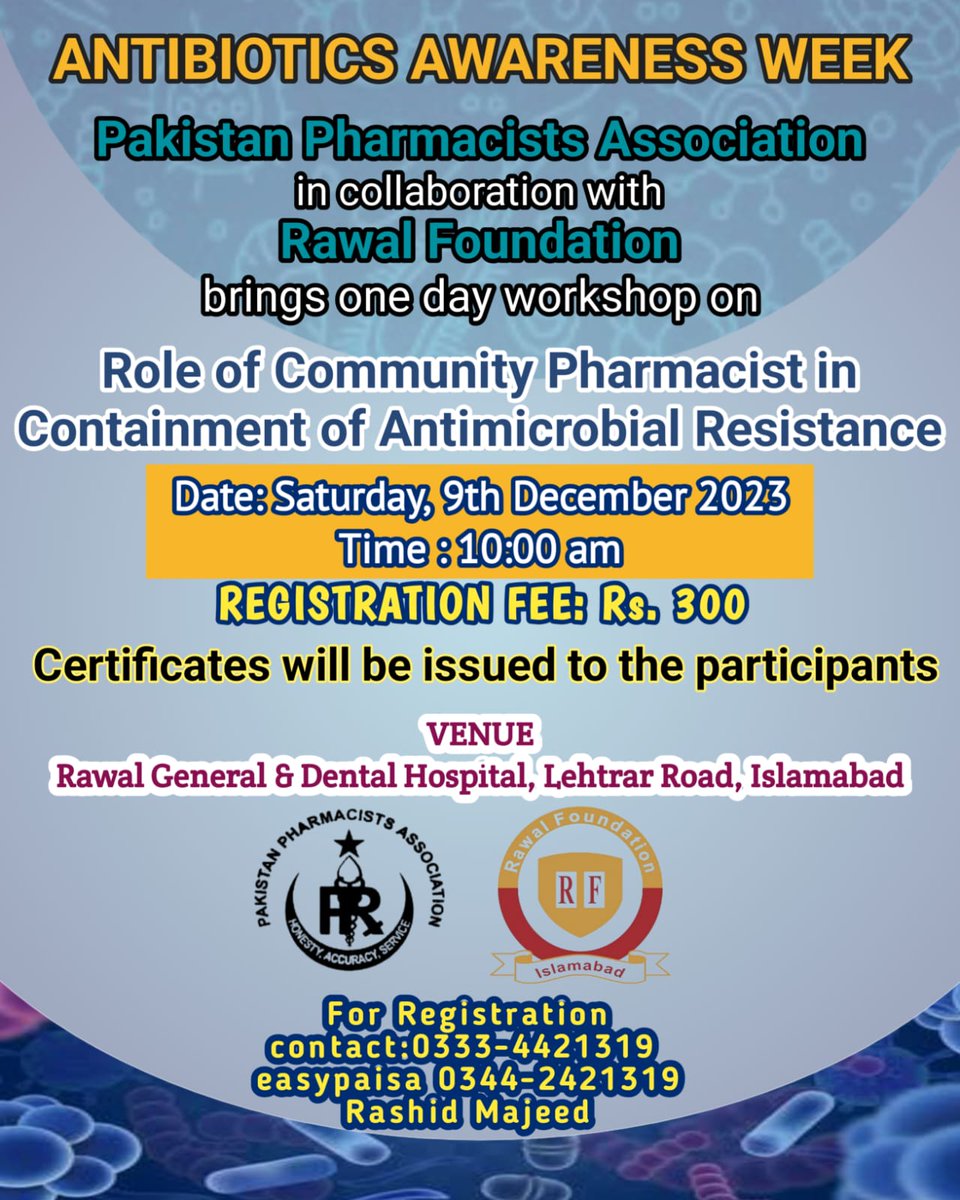 PresidentPPA's tweet photo. PPA is organizing an event for Community Pharmacists of Islambad https://t.co/2aLogqpSHE