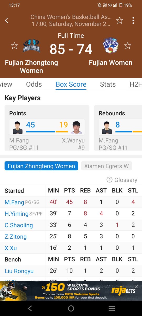 thacker_arjun's tweet photo. Hey @Dream11 @fancode china women basketball matches also going on many wnba player also playing in this league boxscore also easily available at official website and other apps also so why you don't add this matches I don't know now at evening no any other match so must add 👍👍 https://t.co/g945lUcdhi