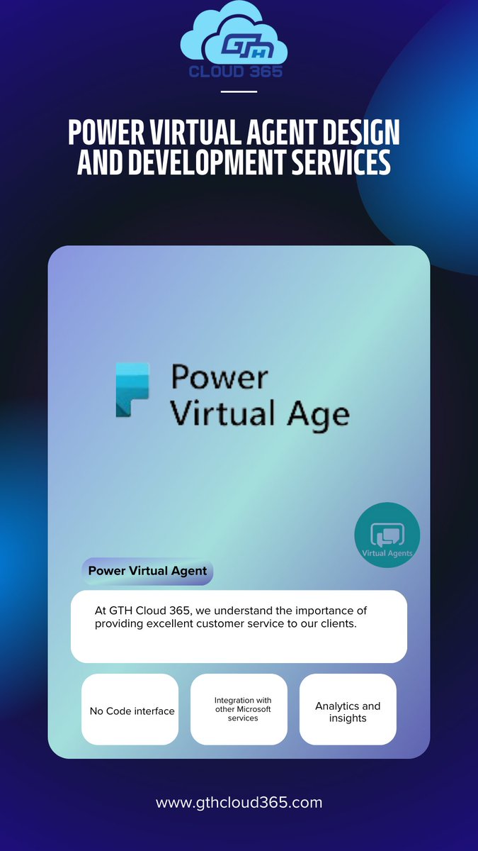 GTHCloud365's tweet image. 🚀💻 Understanding the significance of excellent customer service, we craft virtual agents that seamlessly engage and support your clients. Elevate your customer experience with GTH Cloud 365! 💼🌐 #PowerVirtualAgent #CustomerService #TechInnovation #GTHCloud365&quot;