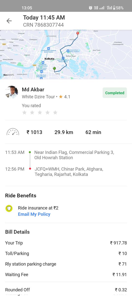 hari_2310's tweet photo. I rarely opt for OLA due to poor service, but forced to today as Uber wasn't an option. Disappointed to see OLA charging double the fare – started at INR 506, ended at a whopping INR 1013. 😡 #CustomerExperience #Disappointed"#fraud @ola_supports @Olacabs https://t.co/7EqSCjIzaC