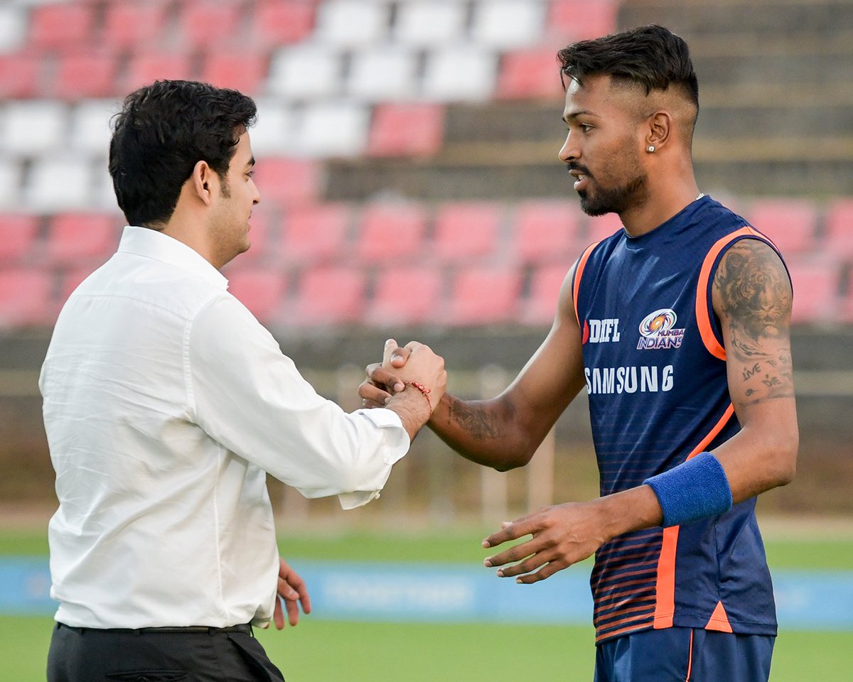 mipaltan's tweet photo. “Seeing Hardik back at Mumbai Indians makes me very happy. It is a happy homecoming. He provides great balance to any team he plays. Hardik’s first stint with the MI family was hugely successful, and we hope he achieves even more success in his second stint.”

- Akash Ambani

#OneFamily
