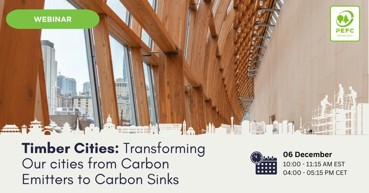 Our panel of experts is ready to dive into crucial topics during our upcoming webinar. Topics include advancing low carbon construction in cities, the emergence of Mass Timber, and wood cities &amp; restored landscapes. Join us on 6 December at 16:00 CET 👉 treee.es/TimberCityWeb