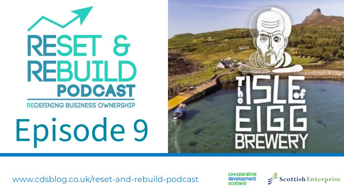 cdscotland's tweet photo. Interested in  the potential of community-owned businesses?

In episode 9 of our #ResetandRebuild podcast, Stuart McCarthy, @EiggBrewery joined Toby Sandison, @CommSharesScot &amp; @SuzanneOrchard CDS, to share their story &amp; talk about available support.

▶️https://t.co/cYgSzGOY07 https://t.co/dk1b7bDARg