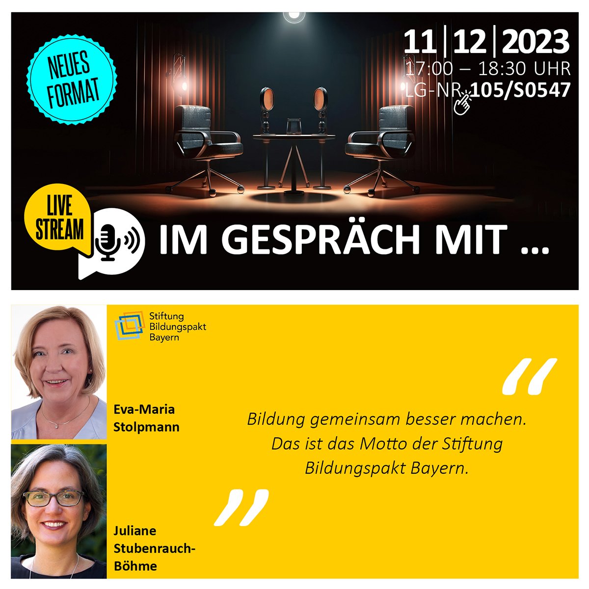 Stabsstelle_ALP's tweet photo. Mit Projekten wie KI@school oder #isidigital ist Stiftung Bildungspakt Bayern ein wichtiger Impulsgeber für Schule und Unterricht. Am 11.12.|17h kommen wir mit den Geschäftsführerinnen ins Gespräch.
Hier anmelden👉https://t.co/aXeQxPIt87
#twlz #BayernEdu #BdB #DSdZ @KM_Bayern https://t.co/VRf5JQpSqs