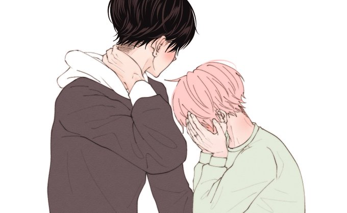 「covering face pink hair」 illustration images(Latest)