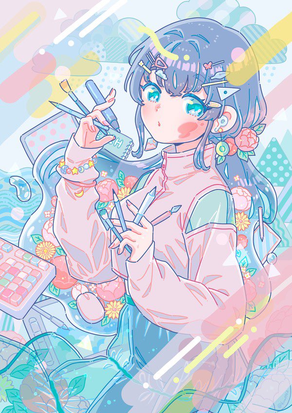 「#青で繋がるみんなの輪薄い青紫みたいな色合い大好きです… 」|ヒロコのイラスト