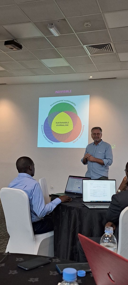 Edwin_Tallam's tweet photo. What is sustainable journalism?

Prof. Tallert breaks sustainability into three indivisible parts:

1.  Environmental sustainability
2. Social sustainability
3. Economic sustainability

#Sustainability 
#sustainablejournalism 
#FOJO https://t.co/HAZzlHQGl1