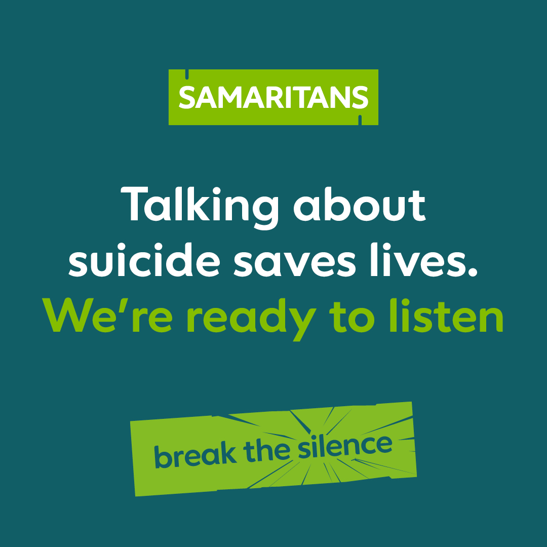 samaritans's tweet image. We’re not afraid to talk about suicide.

Tap retweet and let’s break the silence together 💪