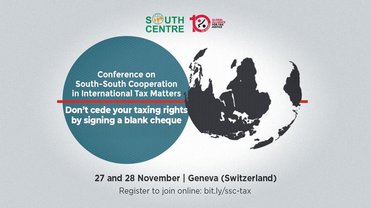 GA4TJ's tweet photo. ⚡We are proud to kick off with the @South_Centre the two-day "Conference on #SouthSouthCooperation in International Tax Matters: Don't cede your taxing rights by signing a blank cheque"
➡️Join us online: https://t.co/BKgUrEiqxr
#TaxJustice #UNTaxConvention #MakeTaxesWorkForAll https://t.co/XgLS3mmyMl