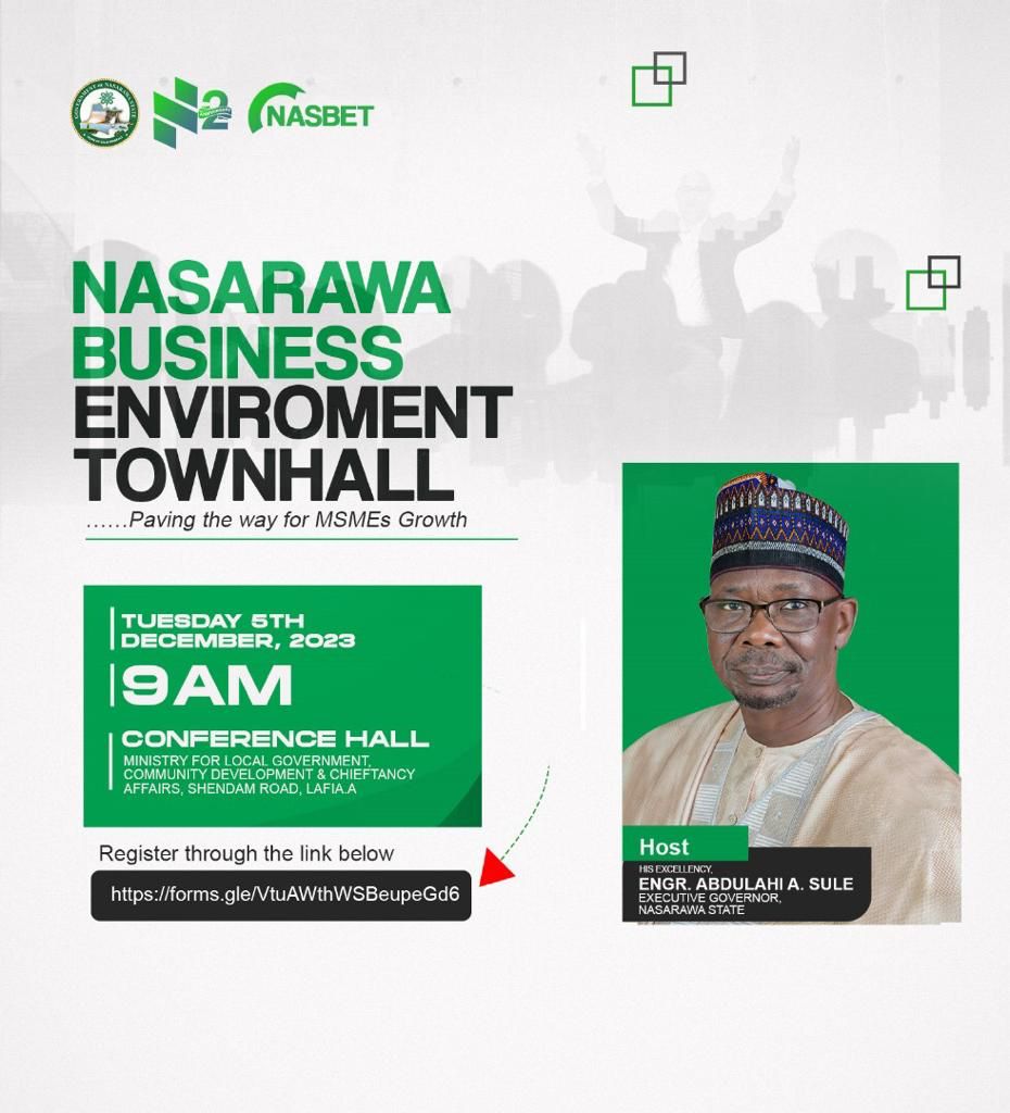 LouisAzige's tweet photo. Register to participate in the second edition of Nasarawa Business Environment Townhall (NASBET) scheduled for Tuesday, December 5, 2023. Below is the link:

https://t.co/k7fk5jZF9z https://t.co/YgLp5r3eep