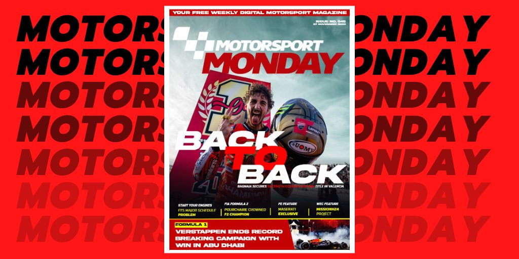 MSportMonday's tweet photo. * #F1 #AbuDhabiGP RACE REPORT *

The #MotorsportMonday team: Editor @TPowling_, Editor-in-Chief Graham Harris, GP Reporter @georgedagless &amp; F1 Reporter @samtomlinsonF1 bring you all the news from the season finale ... read it FOR FREE (p7) here 👉 https://t.co/qTjSYAbfFB https://t.co/CaCYYtOHXC