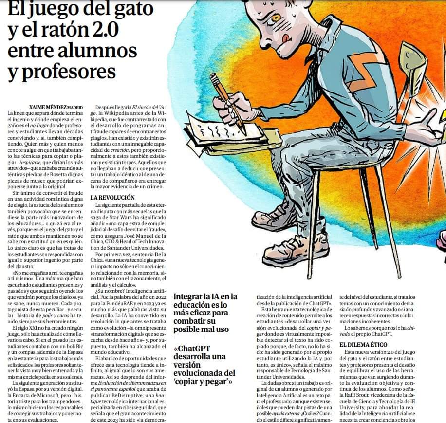 AvilaClase's tweet photo. Un buen artículo sobre la necesidad de introducir y no ignorar las nuevas tecnologías como CHAT GPT en el proceso de enseñanza y aprendizaje. https://t.co/ShBdpDMU7n