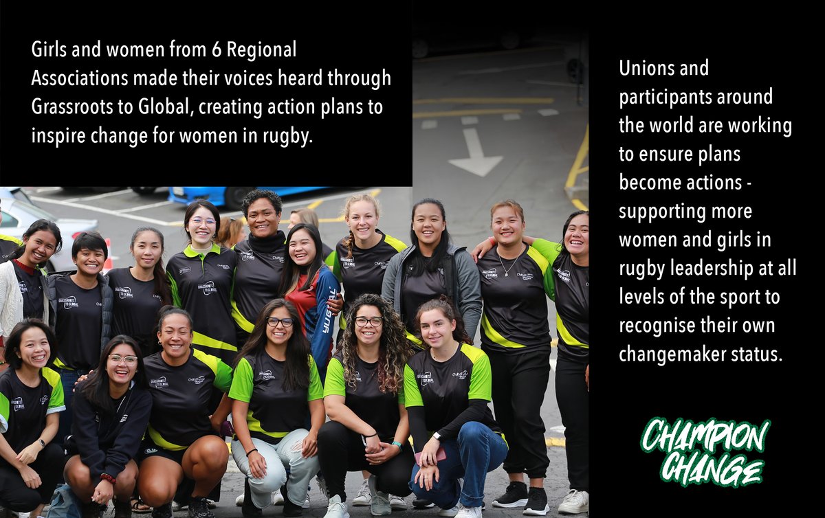 #16DaysofActivism It has been a year since the women of #GrassrootsToGlobal came together to put together action plans to #ChampionChange for women in rugby. Swipe to learn more about the key focus of their action plan.