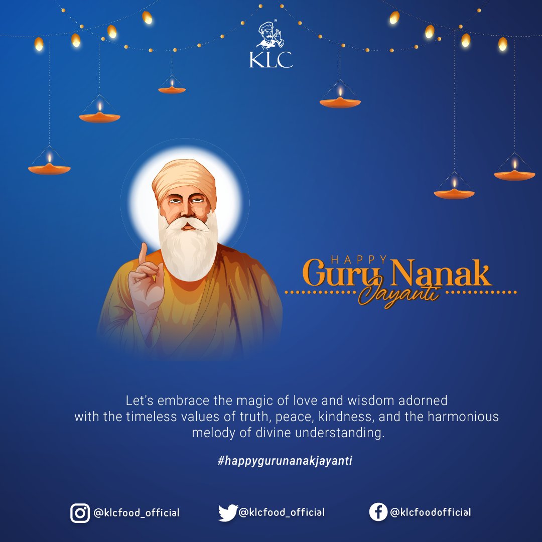 klc_official's tweet photo. Let's embrace the magic of love and wisdom adorned with the timeless values of truth, peace, kindness, and the harmonious melody of divine understanding.
𝗛𝗔𝗣𝗣𝗬 𝗚𝗨𝗥𝗨 𝗡𝗔𝗡𝗞 𝗝𝗔𝗬𝗔𝗡𝗧𝗜 !

#happygurunankjaynti #gurunanak #GuruNanakJayanti #gurupurab #happygurupurab🙏 https://t.co/BWGgI4rFXN
