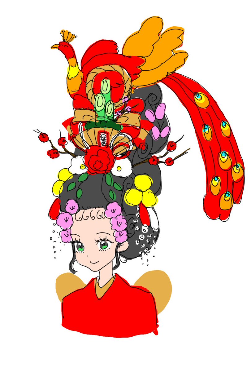 「お正月スペシャルちゃんのラフ画はこんな感じ 」|aimiのイラスト