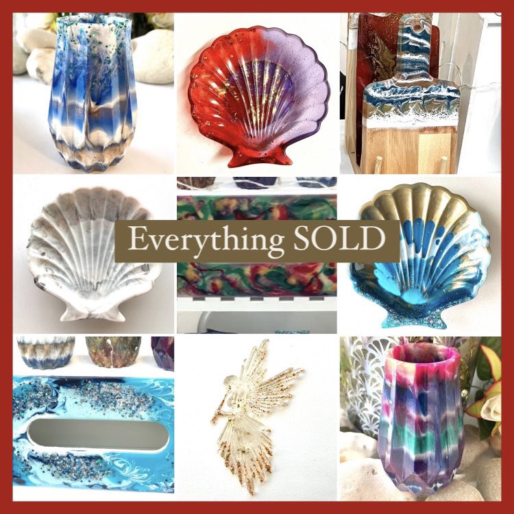 Really busy day at the market, sold all these resin items, thanks to all those that have bought from me, much appreciated. See you at the next one in December. #earlybiz #CraftBizParty #MHHSBD #Christmas2023 #resin