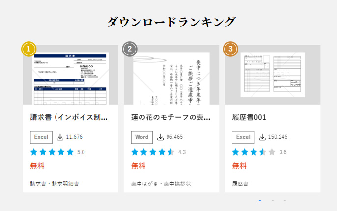 bizoceanjp's tweet image. 最新のダウンロードランキングはこちらから（直近１か月）。
bizocean.jp/doc/list/?sort…
2024年の年賀状ランキングはこちらから。 bizocean.jp/doc/category/1…
新着の書式テンプレートはこちらからチェック。 
bizocean.jp/doc/list/?pric…
#テンプレート #雛形 #人気ランキング #年賀状
