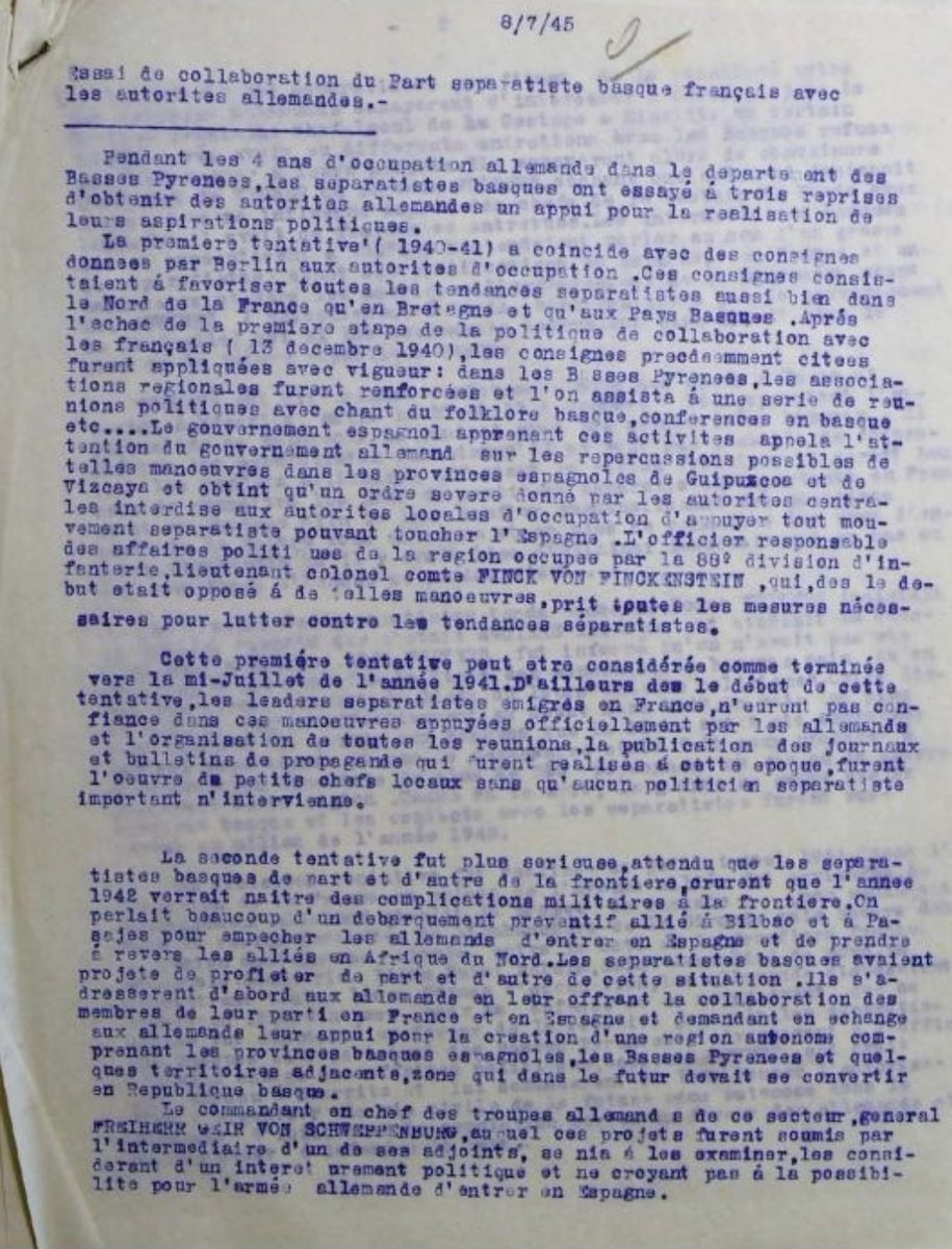 urkom6_jsf's tweet photo. Franceses desclasifican los contactos del PNV @eajpnv con la Wehrmacht y las SS alemanas, pidiéndoles convertir las provincias vascas en una zona autónoma de España, al servicio del III Reich.

¿Cómo te quedas..?

(Fuente: @LaVanguardia) https://t.co/iJFVx2jdI9