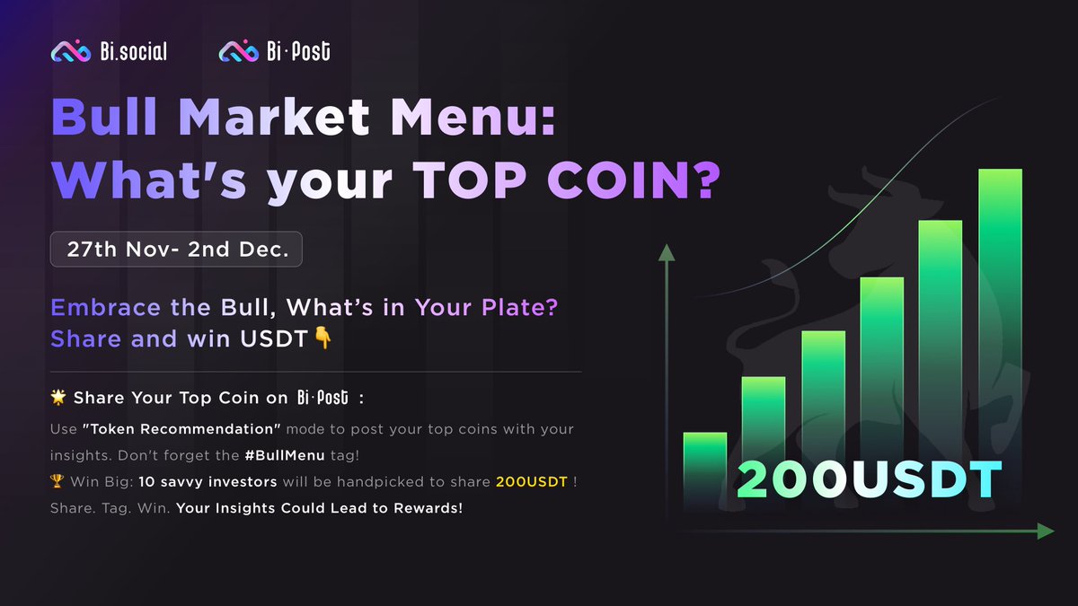 Bitislands_'s tweet image. 🧿Hey, bull market&apos;s coming?🧿
↗️Share your crypto picks and grab USDT rewards!
🔔Also, take a peek at what others consider their top picks and broaden your market perspective.
Let&apos;s make big money!
⏰27th Nov.- 2nd Dec.
🔗bi.social
#Giveaway