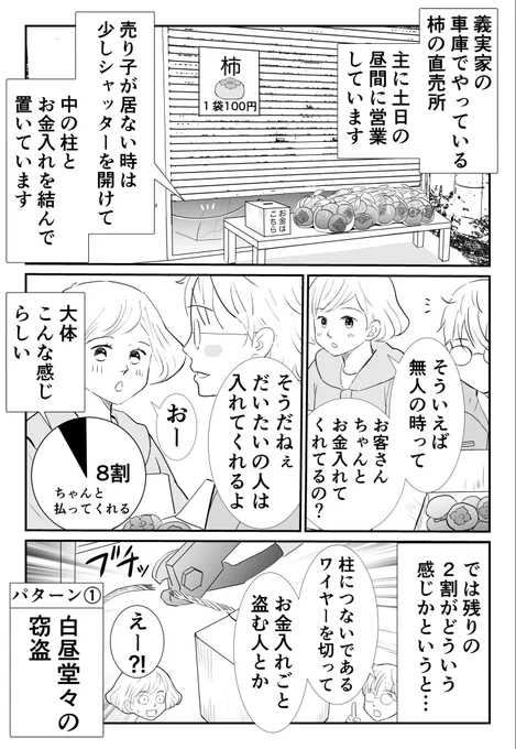 無人販売所のリアル(うちの場合)。1/2 #エッセイ漫画 #漫画が読めるハッシュタグ #日常漫画 #コミックエッセイ