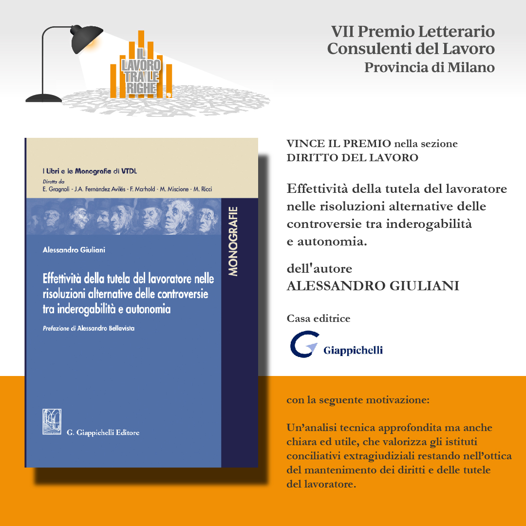 🥳Congratulazioni ad Alessandro Giuliani, vincitore del VII Premio Letterario “Il Lavoro tra le righe” ed. 2023 nella sezione Diritto del Lavoro. 🎉
#ordinecdlmilano #illavorotralerighe #vincitore #premioletterario #dirittodellavoro