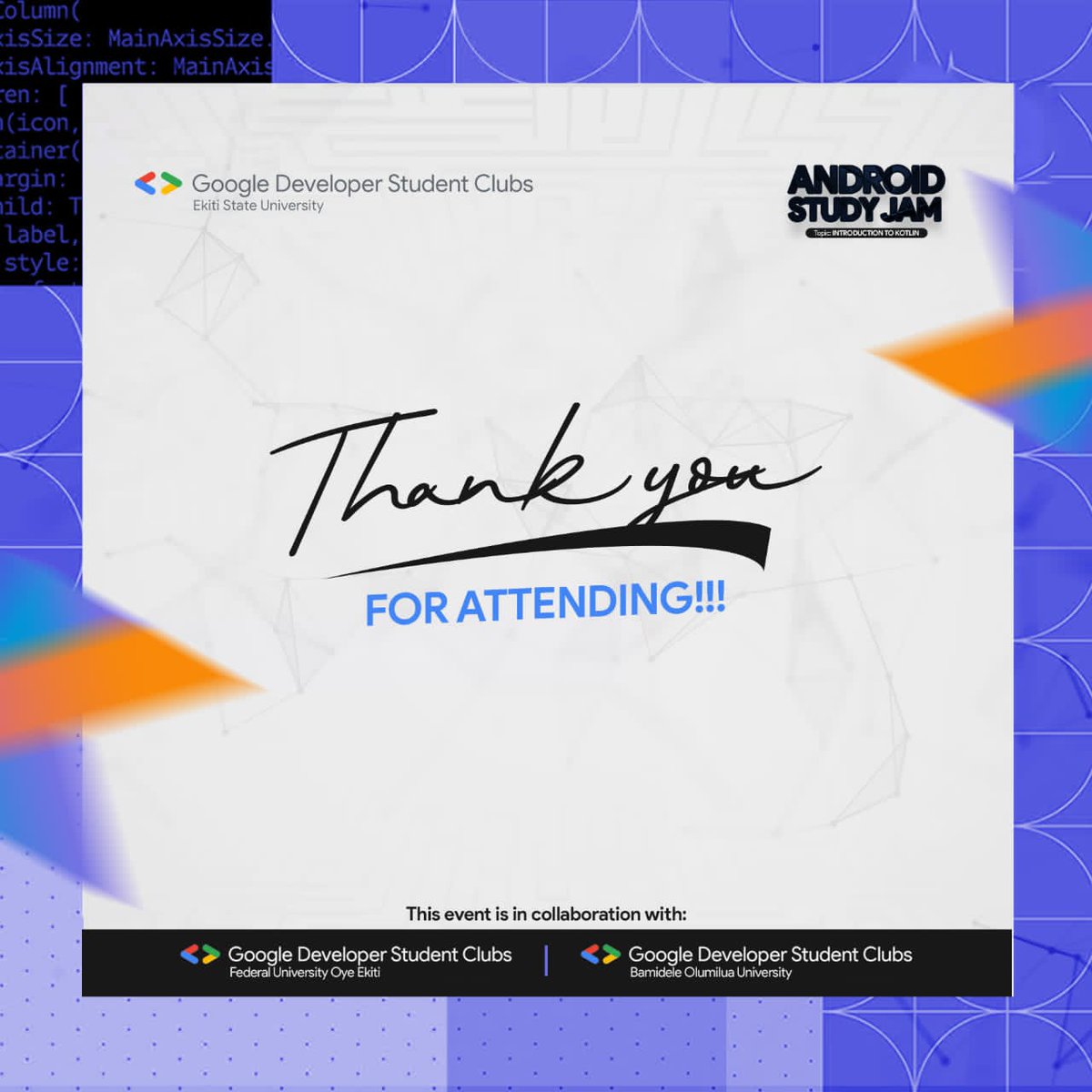 gdg_Eksu's tweet photo. We extend our heartfelt gratitude to everyone that attended ,make sure you fill the feedback form❣️😘.

Assignment would be publicized soon, let endeavor to do the assignment.

#DeveloperStudentClubs #gdscssa #googlestudents #gdsc #kotlin #androidstudyjam #GDSCEKSUxBOUESTIxFUOYE https://t.co/pEhY0HygYy
